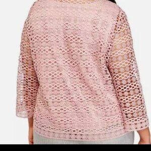 Alfred Dunner Pink Crochet Lace Floral Blazer Size PL